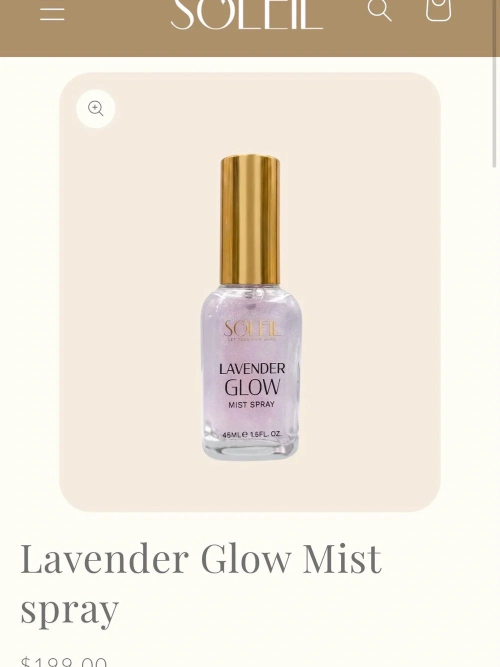 SOLEIL Lavender Glow Mist 1.5 Oz